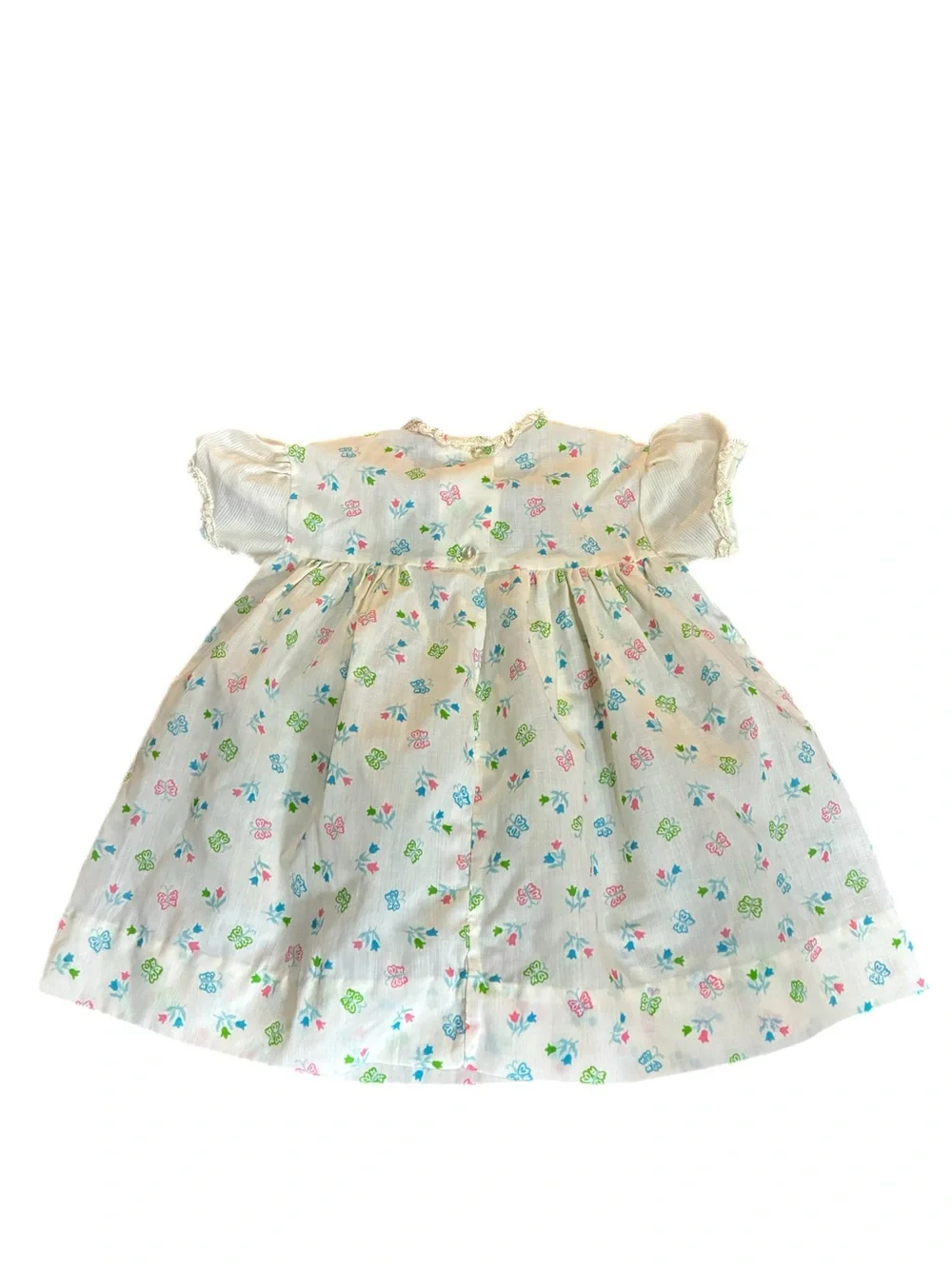 60s 70s Vintage JCPenney Toddle Time Baby Dress Floral/Butterfly Pastel 24 Month